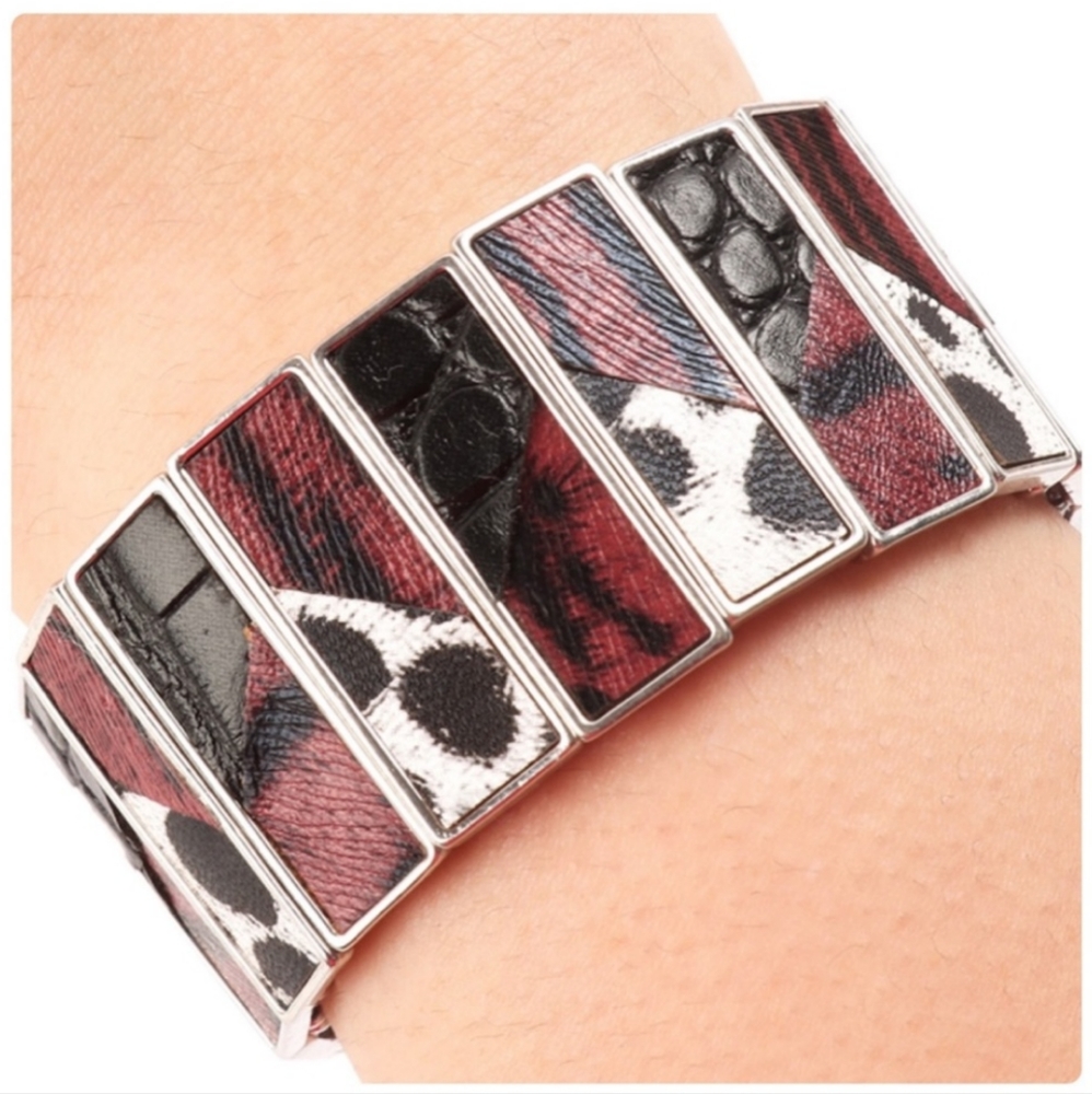 Riah Fashion Faux Leather Stretch Bracelet